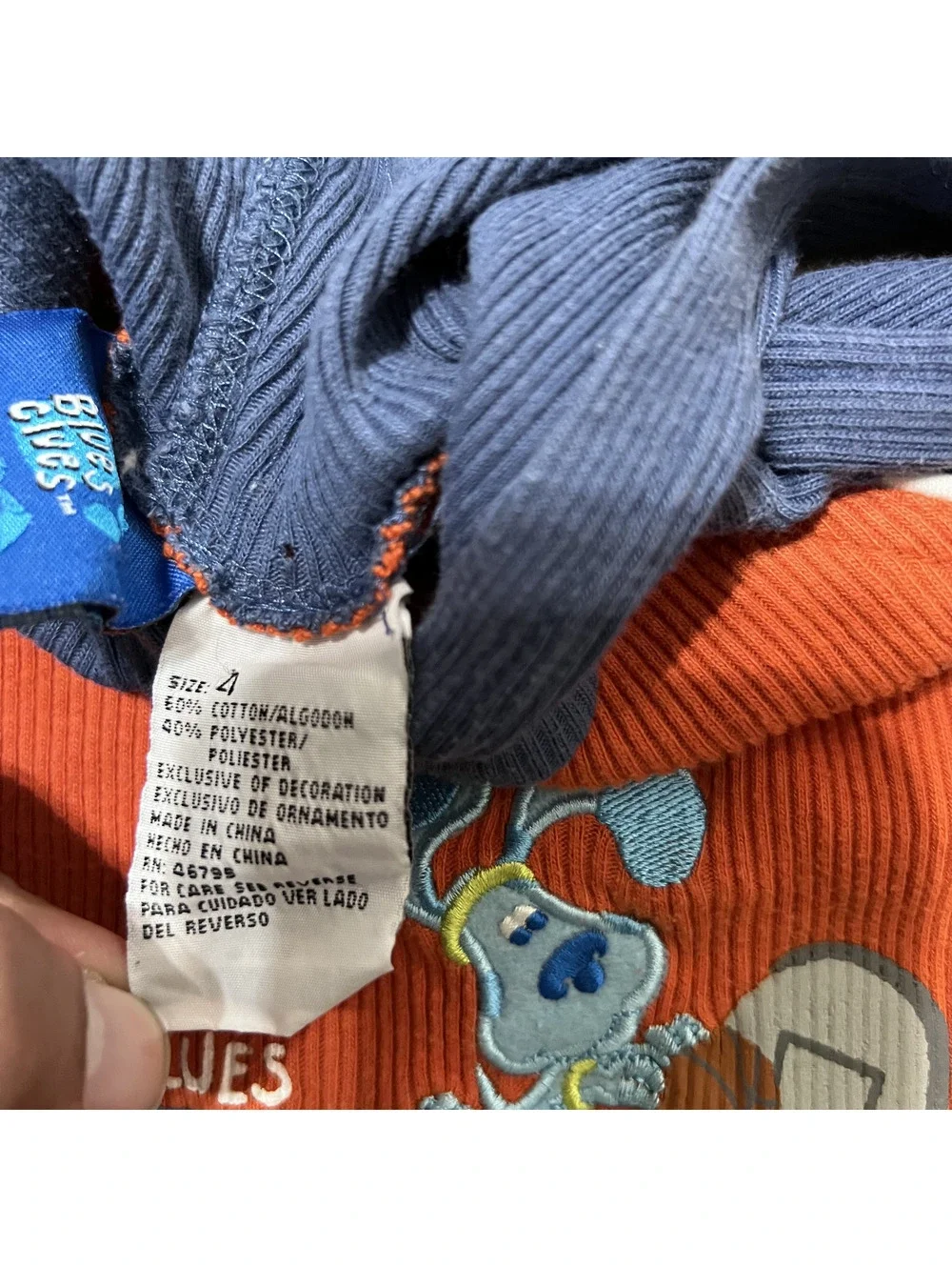 2001 Vintage Blue Clues Basketball Kids Hooded Shirt Characters Cartoons Size 4